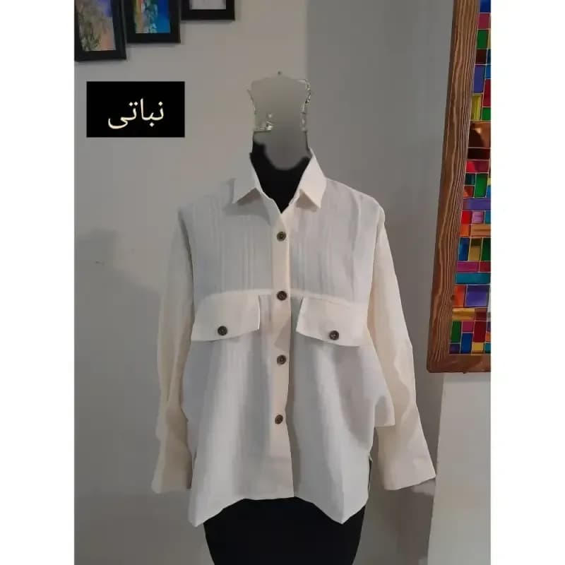 مانتو پانچ اسپرت دانشجویی دو جیب پارچه لینن سایز بزرگ — تصویر ۱۱