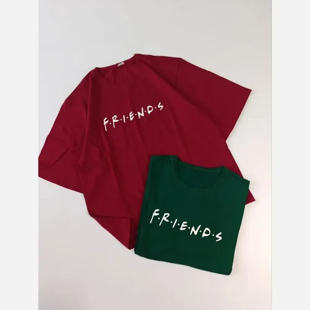 تیشرت باکسی لش زنانه طرح friends جنس سوپر پنبه قواره دار — تصویر ۲