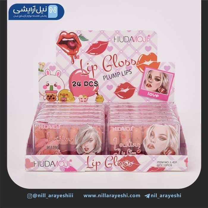 پک رژ لب مایع گوش دار طرح دختر هدی موجی شش عددی کد l – 631