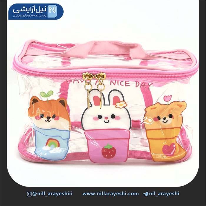 کیف آرایشی سایز متوسط صندوقی شفاف طرح حیوانات ( مس تطیلی ) — تصویر ۴