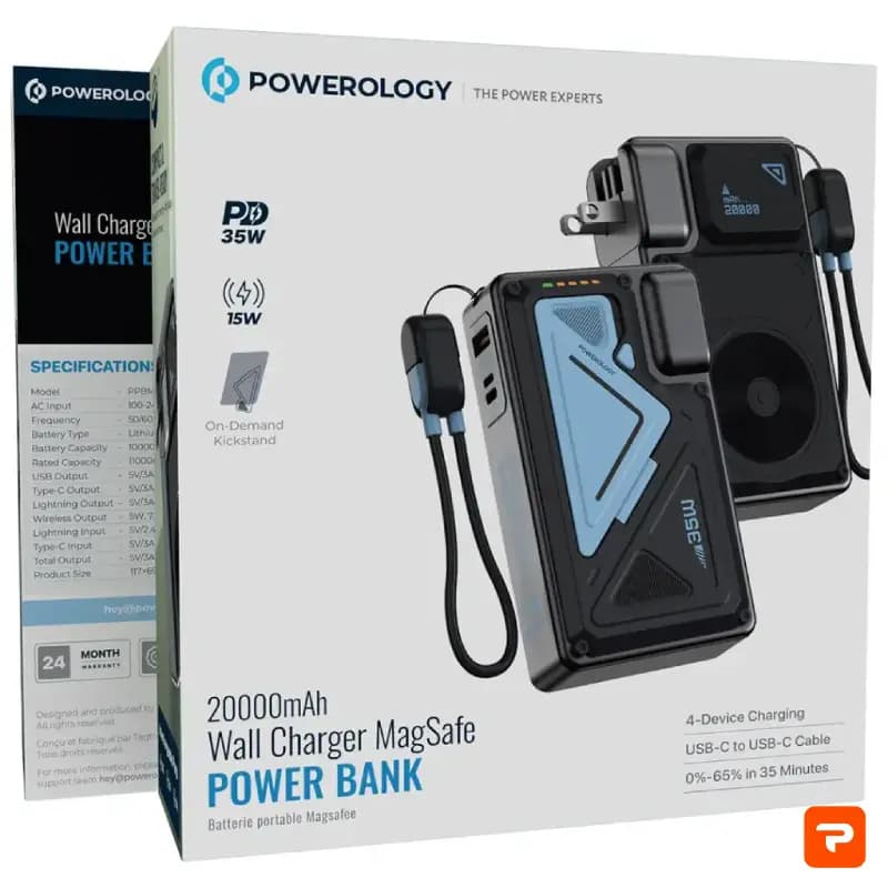 پاوربانک پاورولوژی Wall Charger MagSafe ظرفیت 20000 میلیآمپر ساعت PPBMH104BK — تصویر ۲