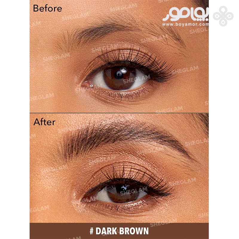 مداد ابروی پیچی شیگلم مدل FEATHERY ANGLED رنگ قهوه ای تیره — تصویر ۴