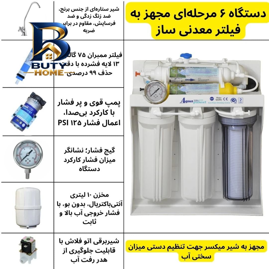دستگاه تصفیه آب آکوا پیورست مدل جدید RO WATER 1400 — تصویر ۳