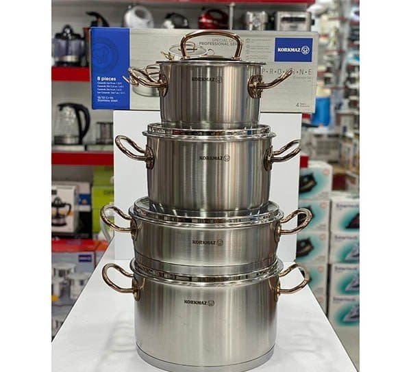 سرویس قابلمه 8 پارچه مدل پرولین A1149 کرکماز / KORKMAZ A1149 PROLINE POT SERVICE — تصویر ۴