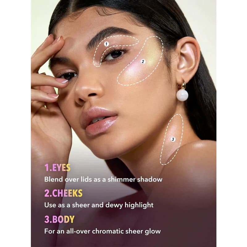 هایلایتر مایع کرومی شیگلم مدل CHROMA GLOW رنگ SOLAR FLARE — تصویر ۸