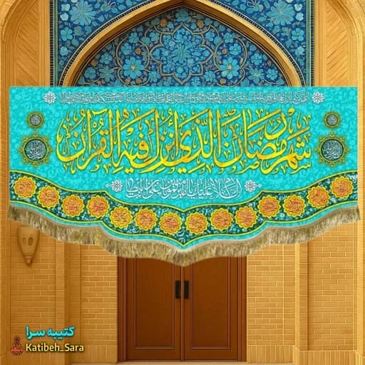 کتیبه مخمل ماه رمضان با ذکر(شهر رمضان الذی انزلت فی القرآن)