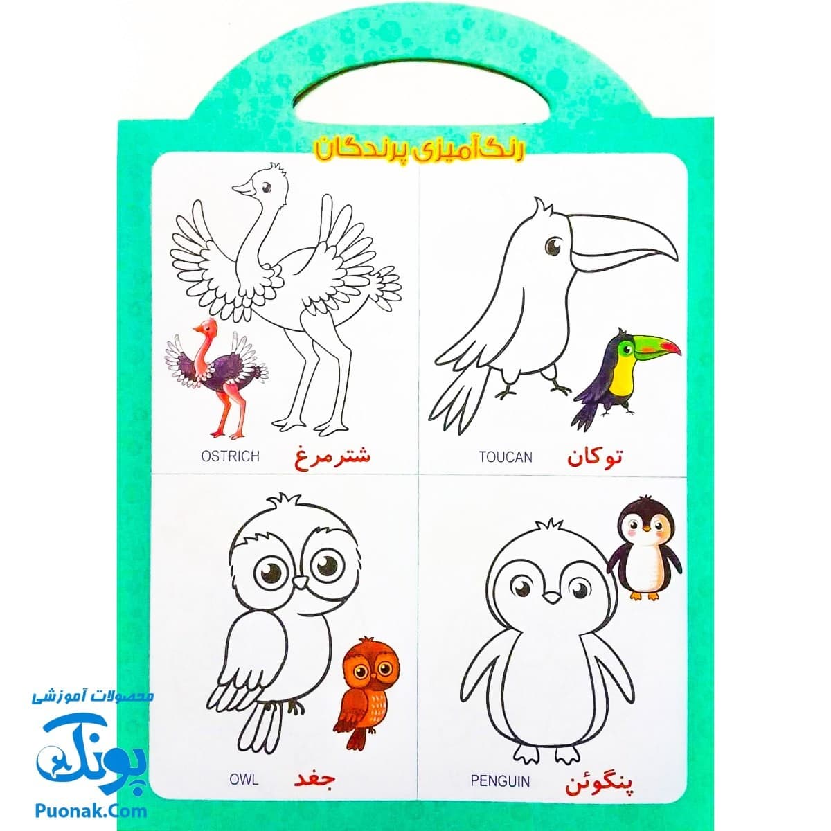 کتاب رنگ آمیزی حیوانات (آشنایی با حیوانات با کمک رنگ آمیزی) دسته دار — تصویر ۲