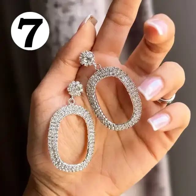 گوشواره زنانه جواهری در مدل های متنوع جنس برنجی ضد حساسیت رنگ ثابت کد zsm — تصویر ۷