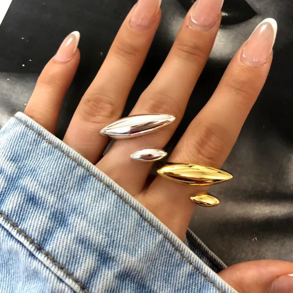 انگشتر زنانه طرح دو لاین رنگ طلایی و نقره ای آبکاری نقره رنگ ثابت فری سایز Freesize کد zsm