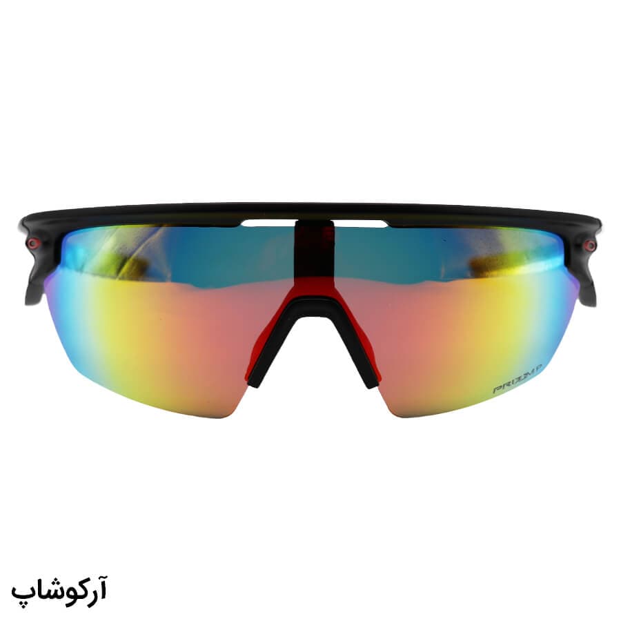 عینک ورزشی اوکلی با فریم مشکی مات، از جنس کائوچو و لنز آینهای و چند رنگ مدل OO9403-0336 — تصویر ۵