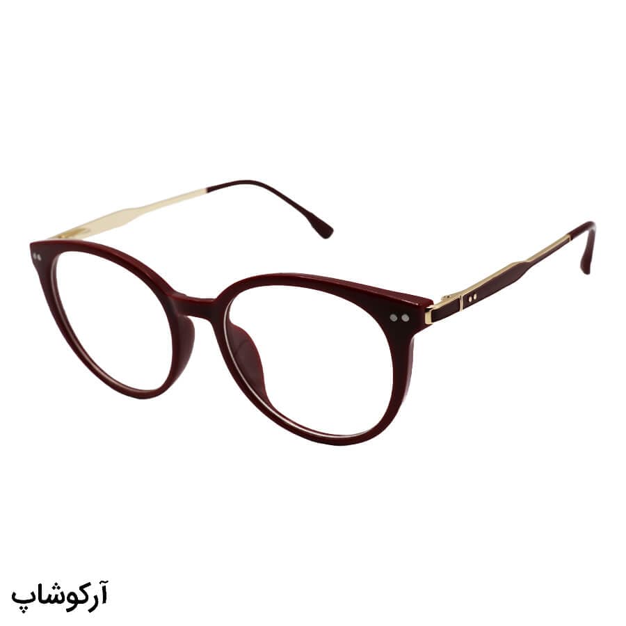 عینک طبی زنانه گرد با فریم قرمز رنگ و یک کاور عینک آفتابی مدل 8654 — تصویر ۲