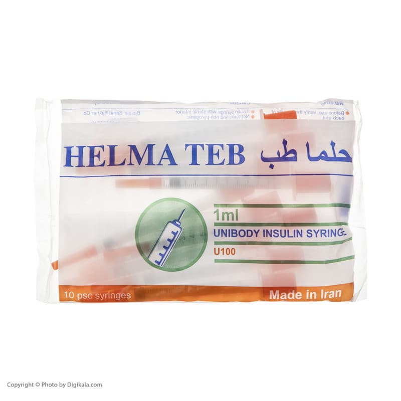 سرنگ 1 سی سی انسولین حلما طب مدل یکپارچه بسته 100 عددی — تصویر ۳