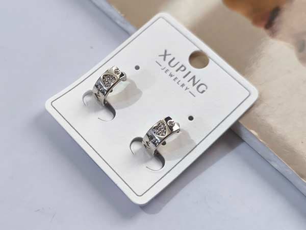 گوشواره قلب ظریف حلقه ای ژوپینگ کد 10585 — تصویر ۲