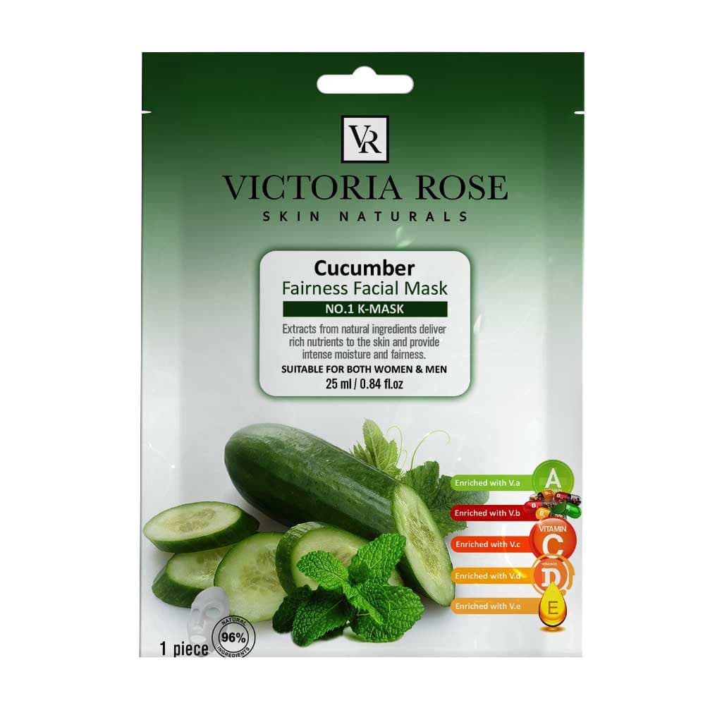 ماسک صورت ورقه ای خیار و عصاره نعنا 25 میل 1عددی ویکتوریا رز ایران