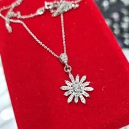 گردنبند نقره فلاور با زنجیردیپلمات 45cm عیار 925 و آبکاری طلاسفید — تصویر ۲