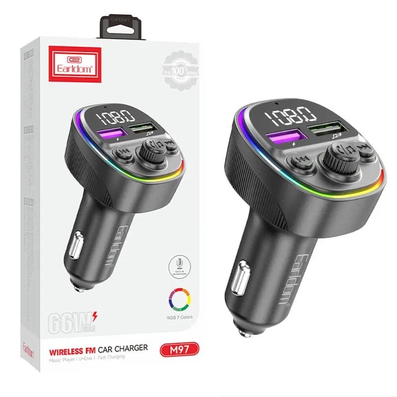 شارژر فندکی و اف ام پلیر بلوتوثی 66 وات ارلدام ET-M97 کد 9759