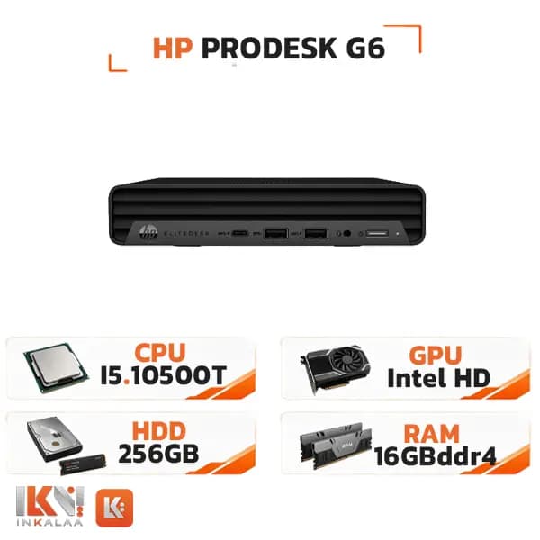 تاینی کیس استوک HP مدل ProDesk 600 G6 Mini پردازنده Intel Core i5-10500T حافظه DDR4 16GB هارد 256GB — تصویر ۲