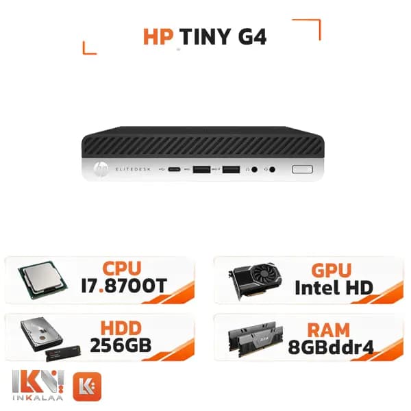 تاینی کیس استوک HP مدل EliteDesk 600/800 G4 Tiny پردازنده Intel Core i7-8700T حافظه DDR4 8GB هارد 256GB — تصویر ۲