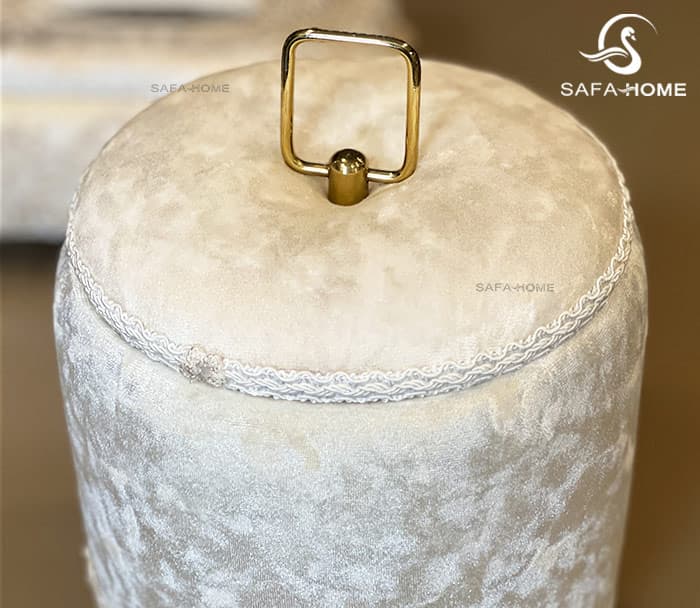ست سطل و جادستمال کاغذی مخمل کلارا استخوانی — تصویر ۵