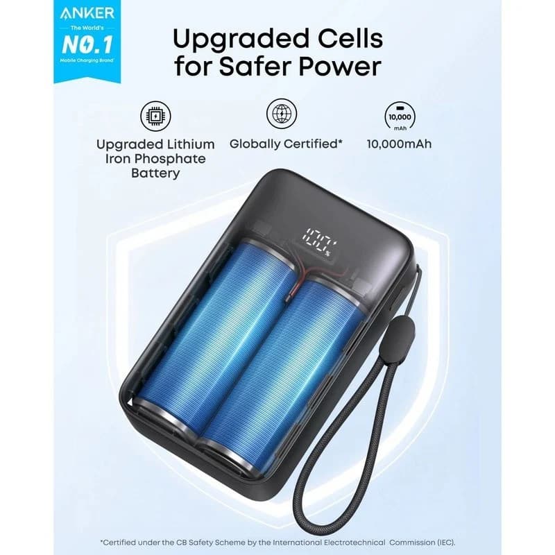 پاوربانک انکر ۳۰ وات Anker Zolo مدل A110J ظرفیت 10 هزار میلیآمپر — تصویر ۳