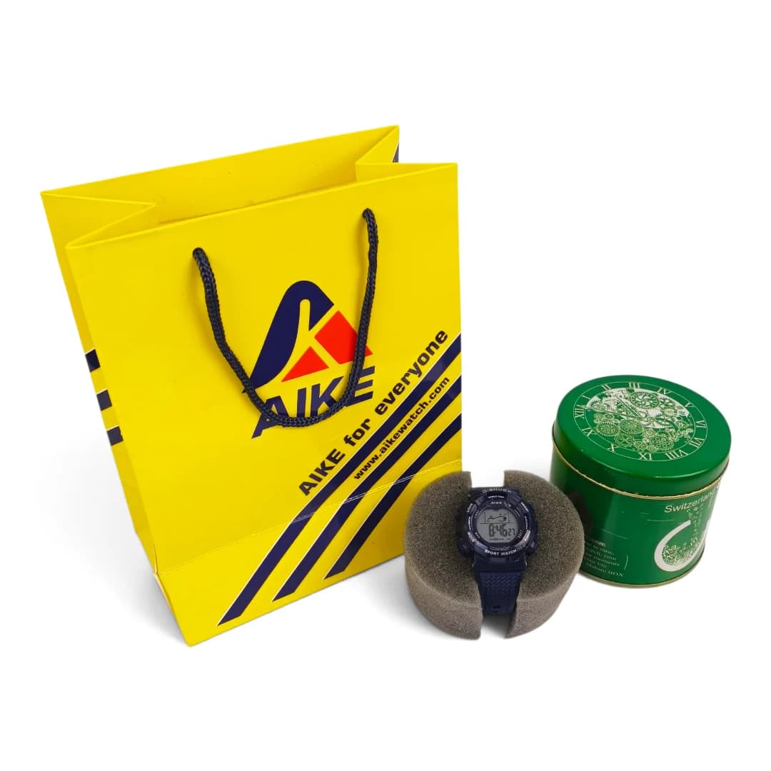ساعت مچی اسپرت آیک | AIKE طرح G-SHOCK دیجیتالی مدل AK-998 رنگ سرمهای به همراه جعبه و پاکت اورجینال — تصویر ۶