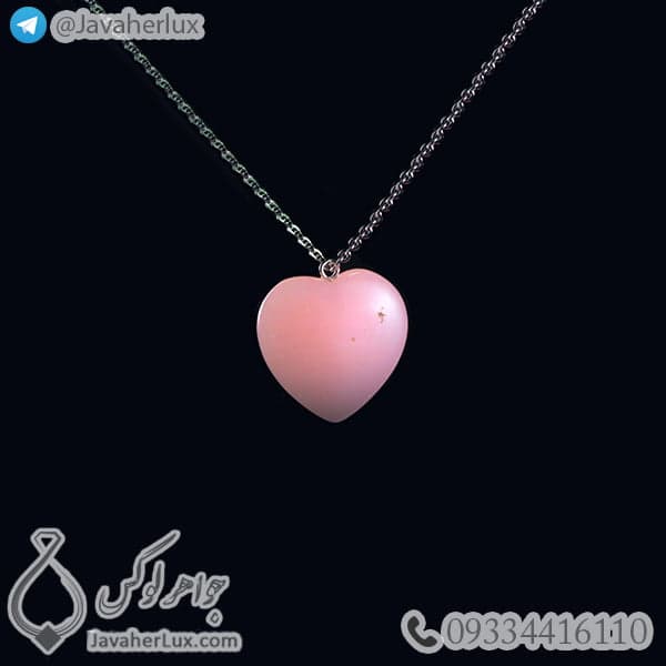 گردنبند سنگ رز کوارتز صورتی تراش قلب _ کد 400214 — تصویر ۵