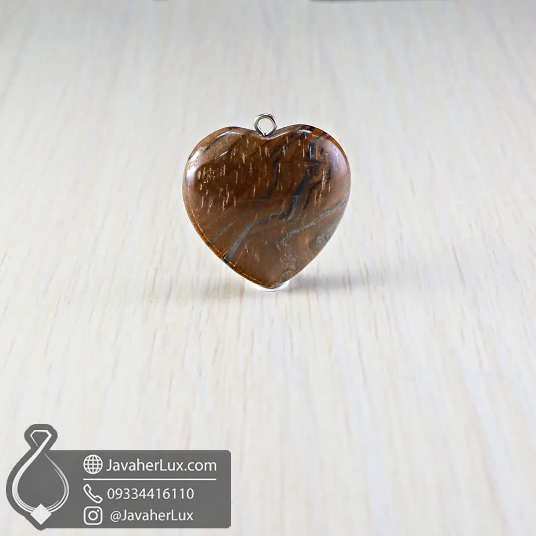 گردنبند سنگ چشم ببر و حدید تایگر آیرون تراش قلب _ کد 400213 — تصویر ۸