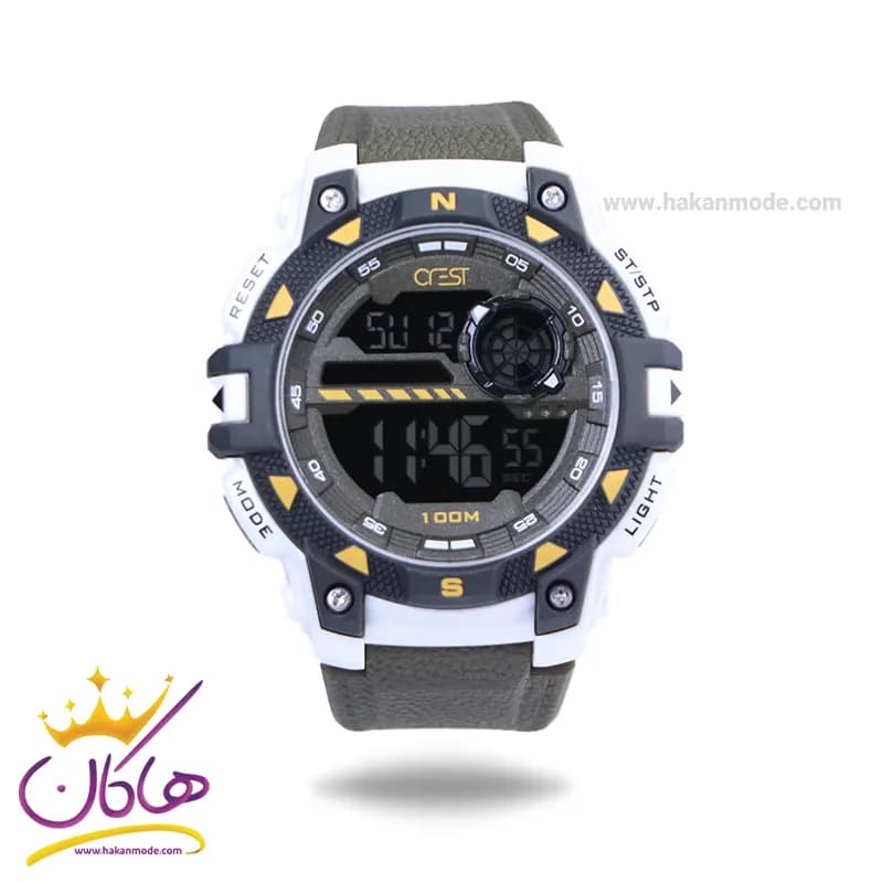 ساعت مچی کرست پرو مردانه بند رابر سبز دیجیتالی crest 9503/2