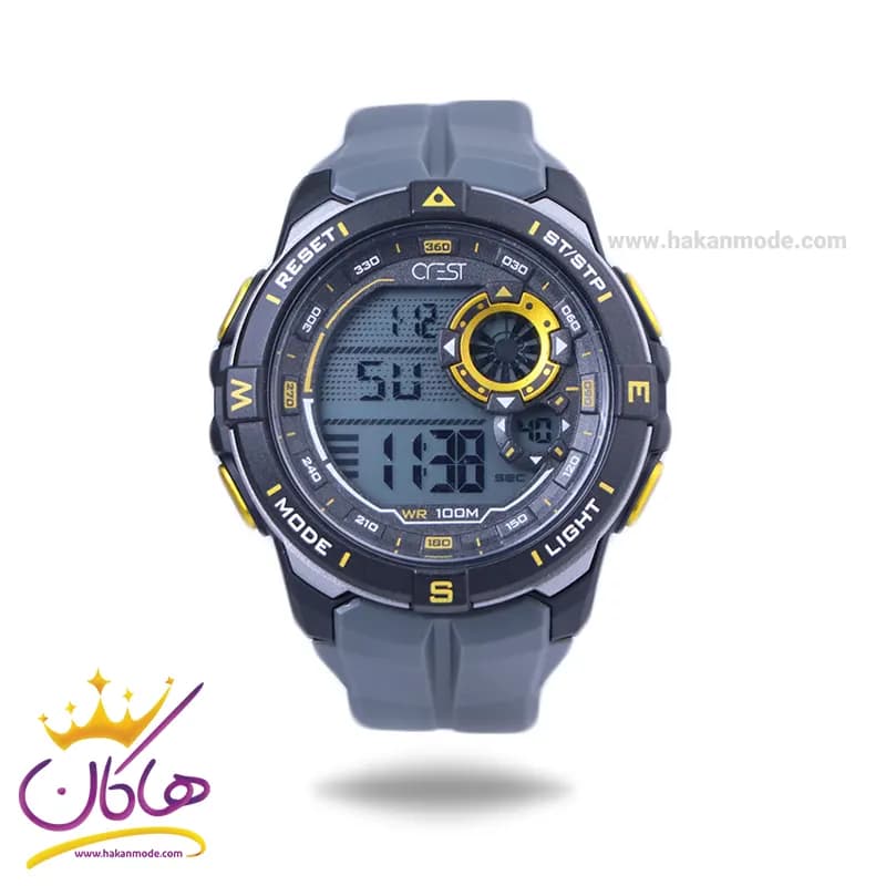 ساعت مچی کرست پرو مردانه بند رابر خاکستری دیجیتالی crest 9502/1