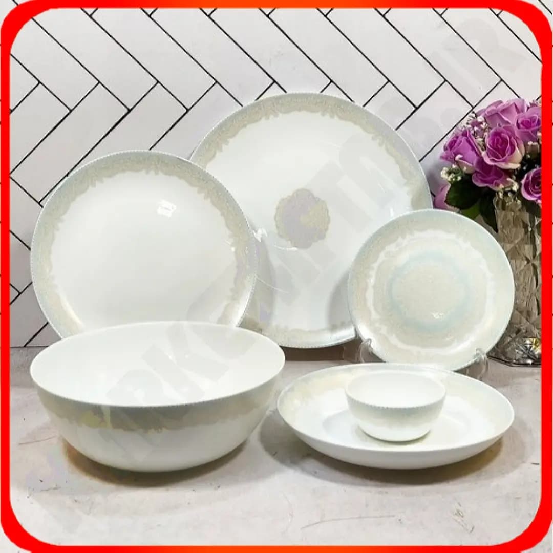 سرویس 26 پارچه گرد کلاسیک جانا کرم فیروزه ای آرکوپال دینو