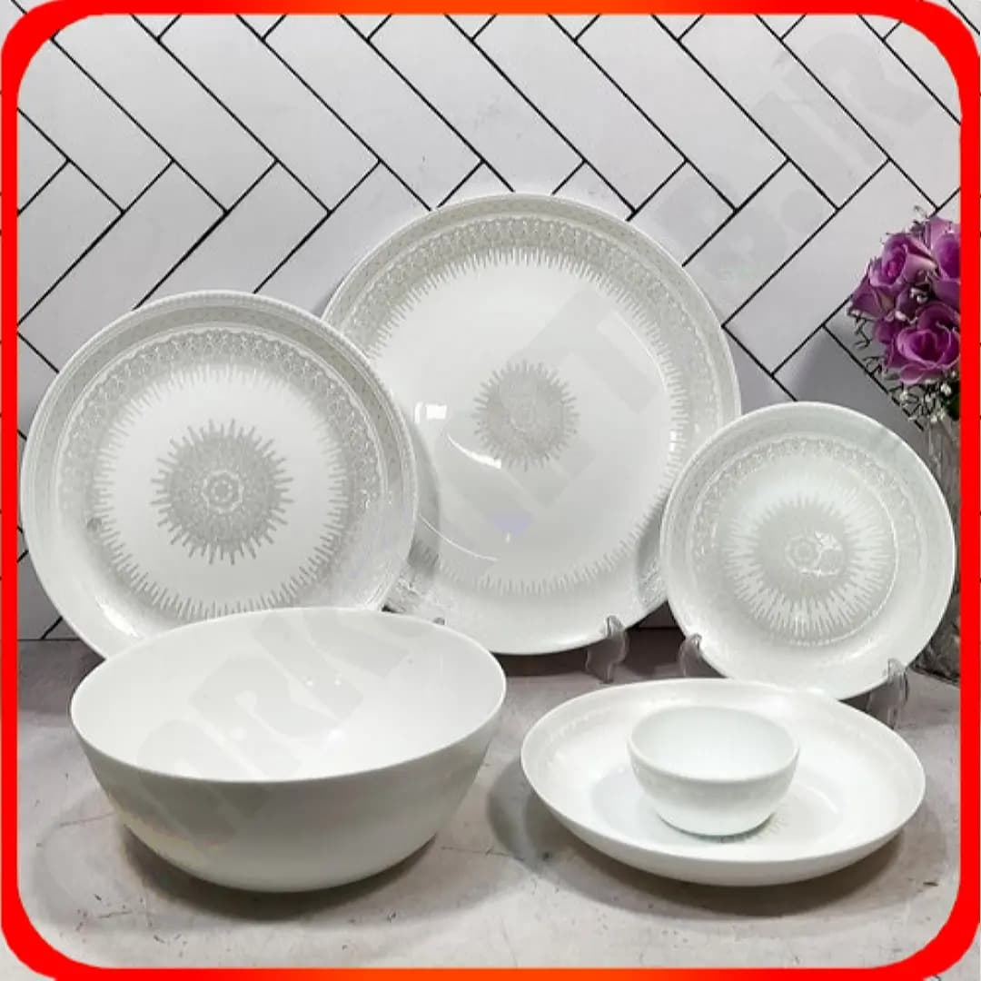 سرویس 26 پارچه گرد کلاسیک رجینا خاکستری آرکوپال دینو