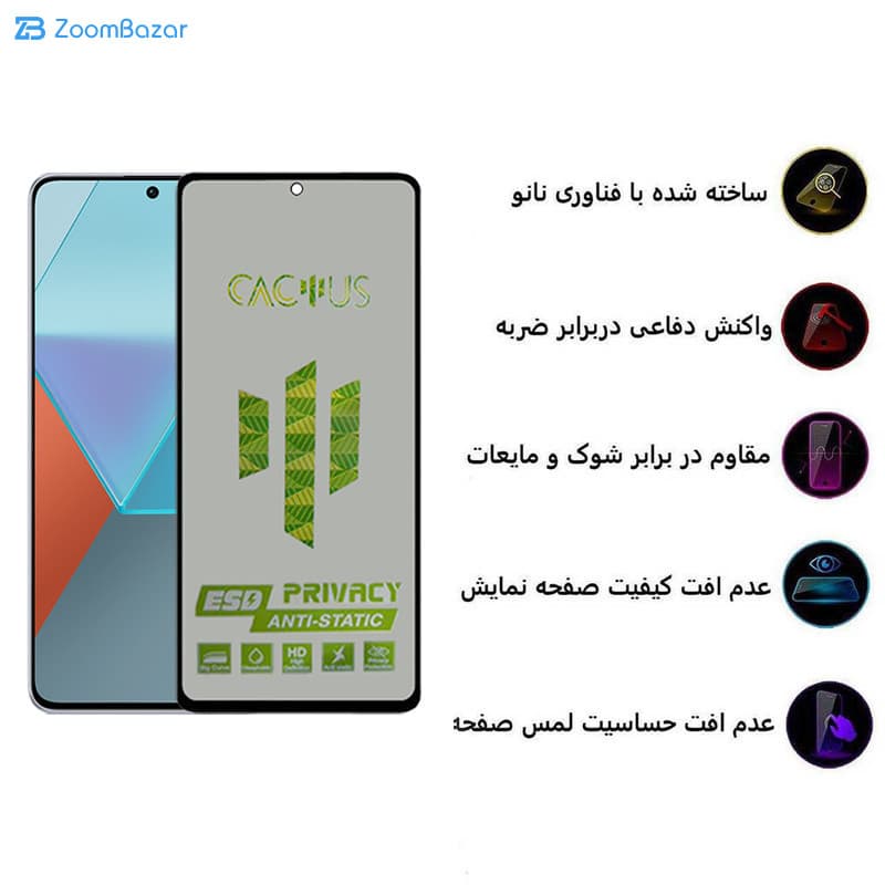 گلس پرایوسی اپیکوی مدل Cactus-ESD-Privacy مناسب برای گوشی موبایل شیائومی Redmi Note 13 Pro 4G/5G /Note 13 4G/5G /Note 13R Pro — تصویر ۶