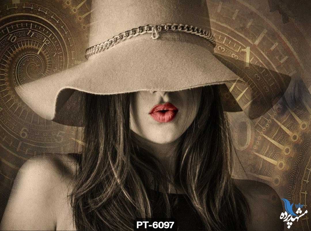 پوستر دیواری طرح چهره زن کلاه لبه دار کد PT-6097 — تصویر ۲