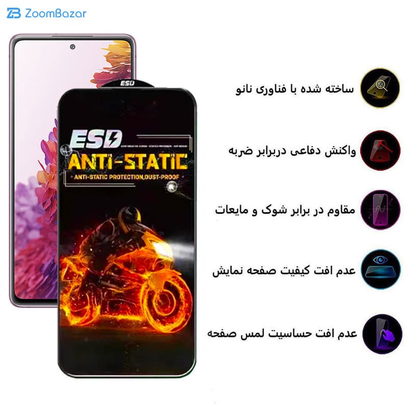 گلس اِپیکوی مدل Fiery ESD مناسب برای گوشی موبایل سامسونگ Galaxy A53/ A52/ A52s/ A51/ S20 FE/ M31s — تصویر ۵