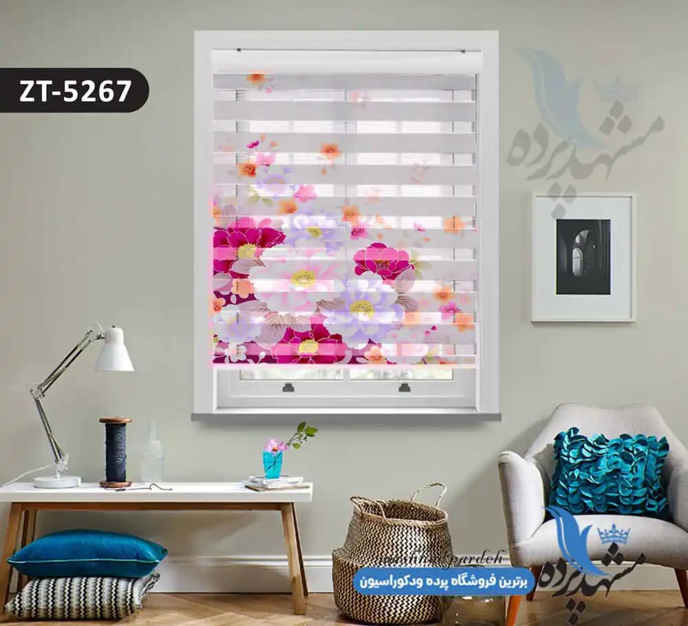 پرده زبرا تصویری چاپی طرح گل کد ZT5267