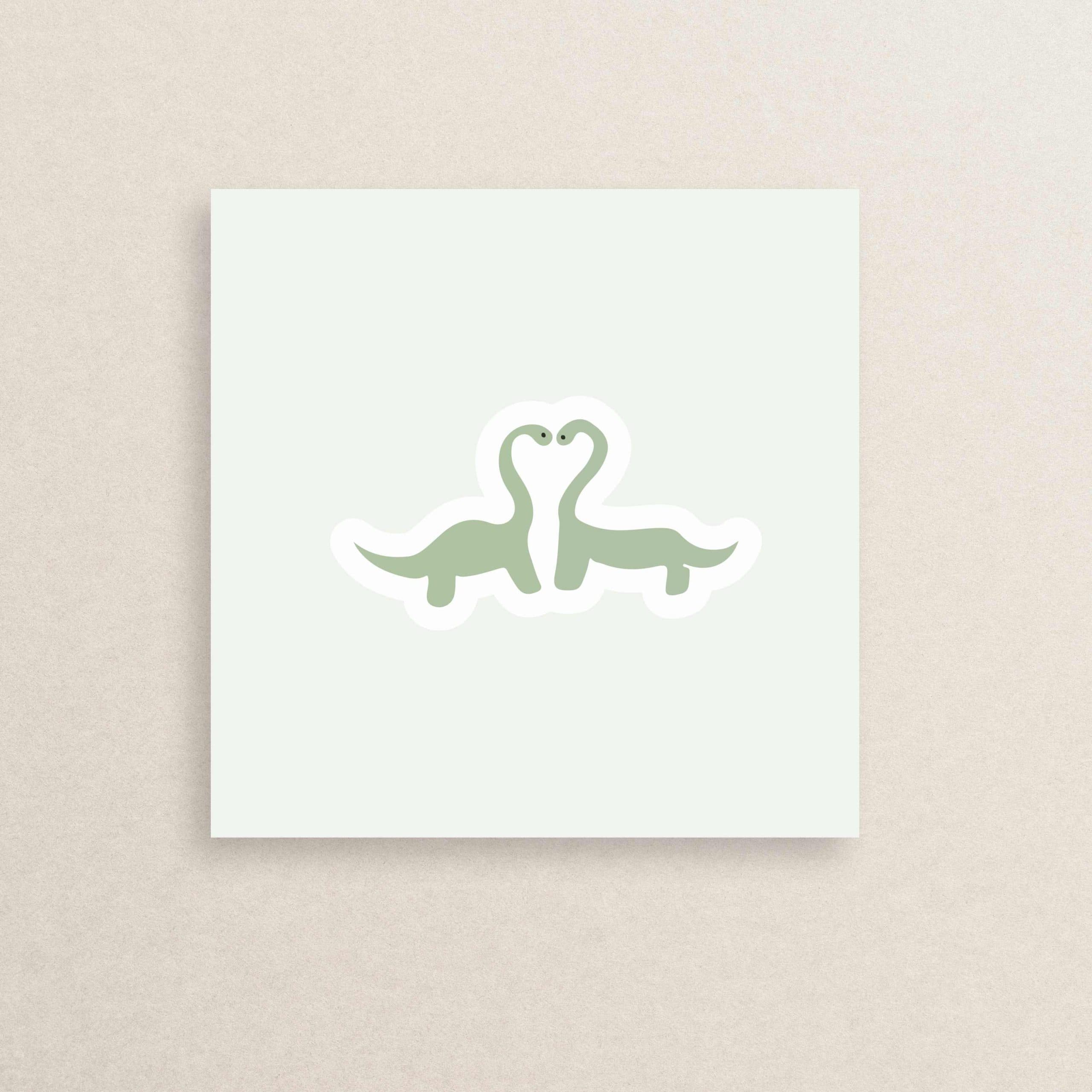 استیکر عاشقانه دایناسوران عاشق 12 | Loving dinosaurs sticker 12