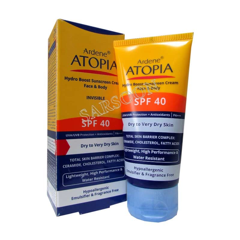 کرم ضد آفتاب SPF40 آتوپیا آردن مناسب پوست خشک Ardene Atopia SPF40 Sunscreen Cream for Dry to Very Dry Skin 50g — تصویر ۲
