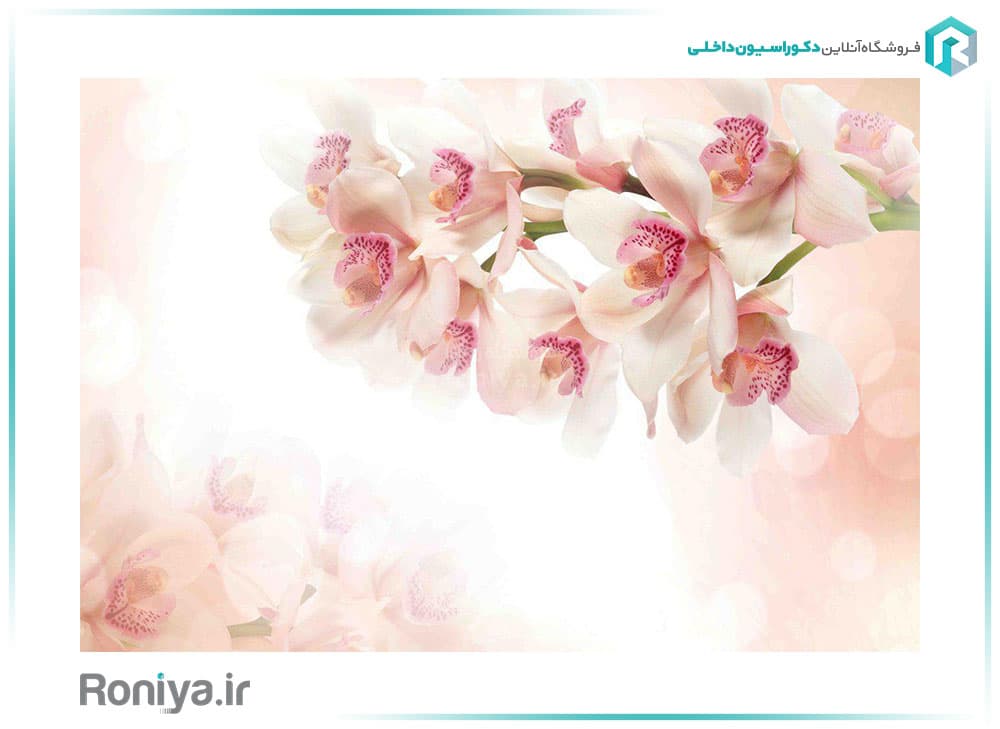 پوستر دیواری طرح گل صورتی طبیعی کد 3DF-191