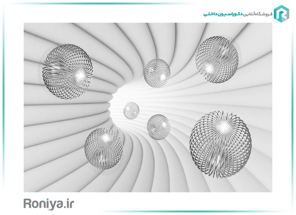 پوستر دیواری سه بعدی گوی های نقره ای کد 3D-099