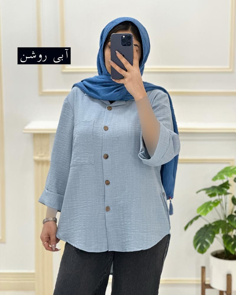 شومیز شانتون دکمه چوبی کد۳۲۶۹۶ — تصویر ۷
