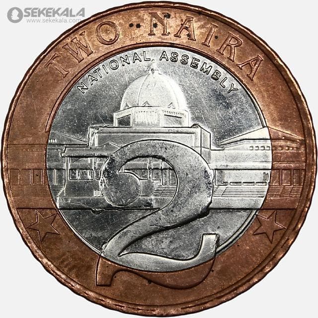 سکه دوفلزی 2 نایرا کمیاب نیجریه 2006 (AU)