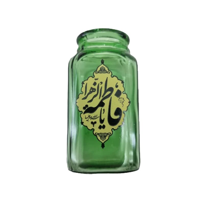 گلدان کوچک شیشه ای مربعی مذهبی سبز یا فاطمه الزهرا س قطر 5 ارتفاع 9سانت کد 10422109