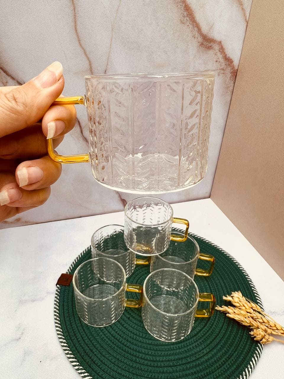 قهوه خوری پیرکس دسته طلایی ABC8 — تصویر ۲