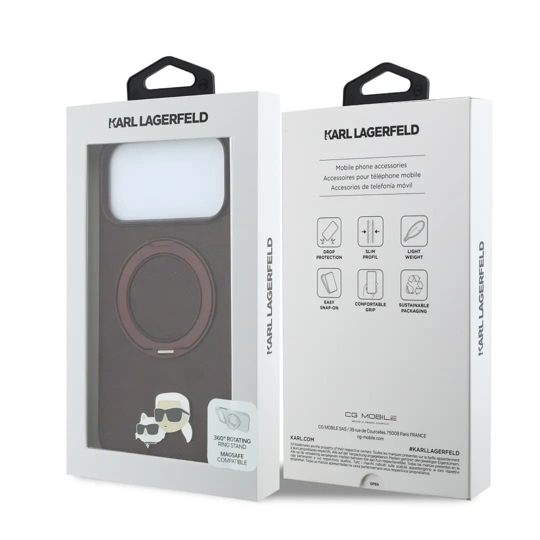 قاب کارل لاگرفلد Karl Lagerfel HC Magsafe PU Ring Stand 360 Heads Pin — تصویر ۵