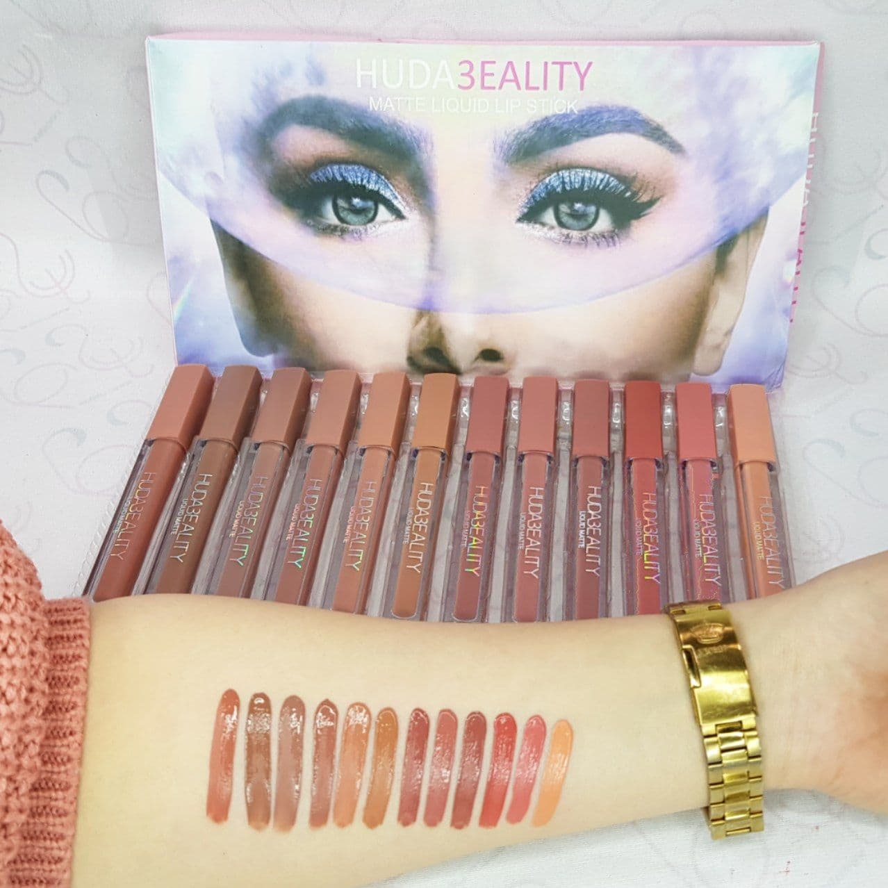 پک رژ لب مایع هدی بیوتی HUDABEAUTY مدل مرکوری mercury مجموعه 12 عددی — تصویر ۳