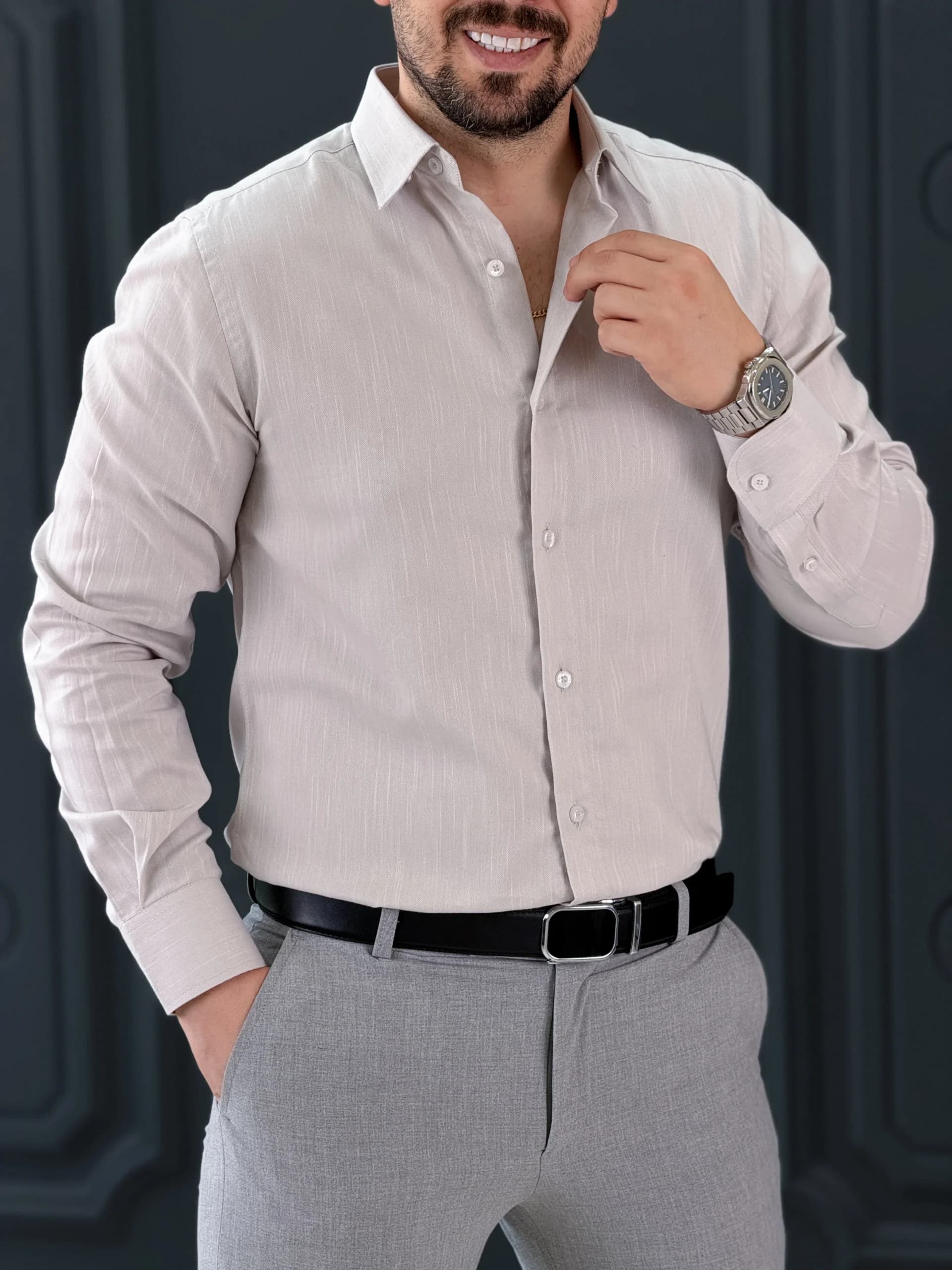 پیراهن 270210 AKOMOD طوسی