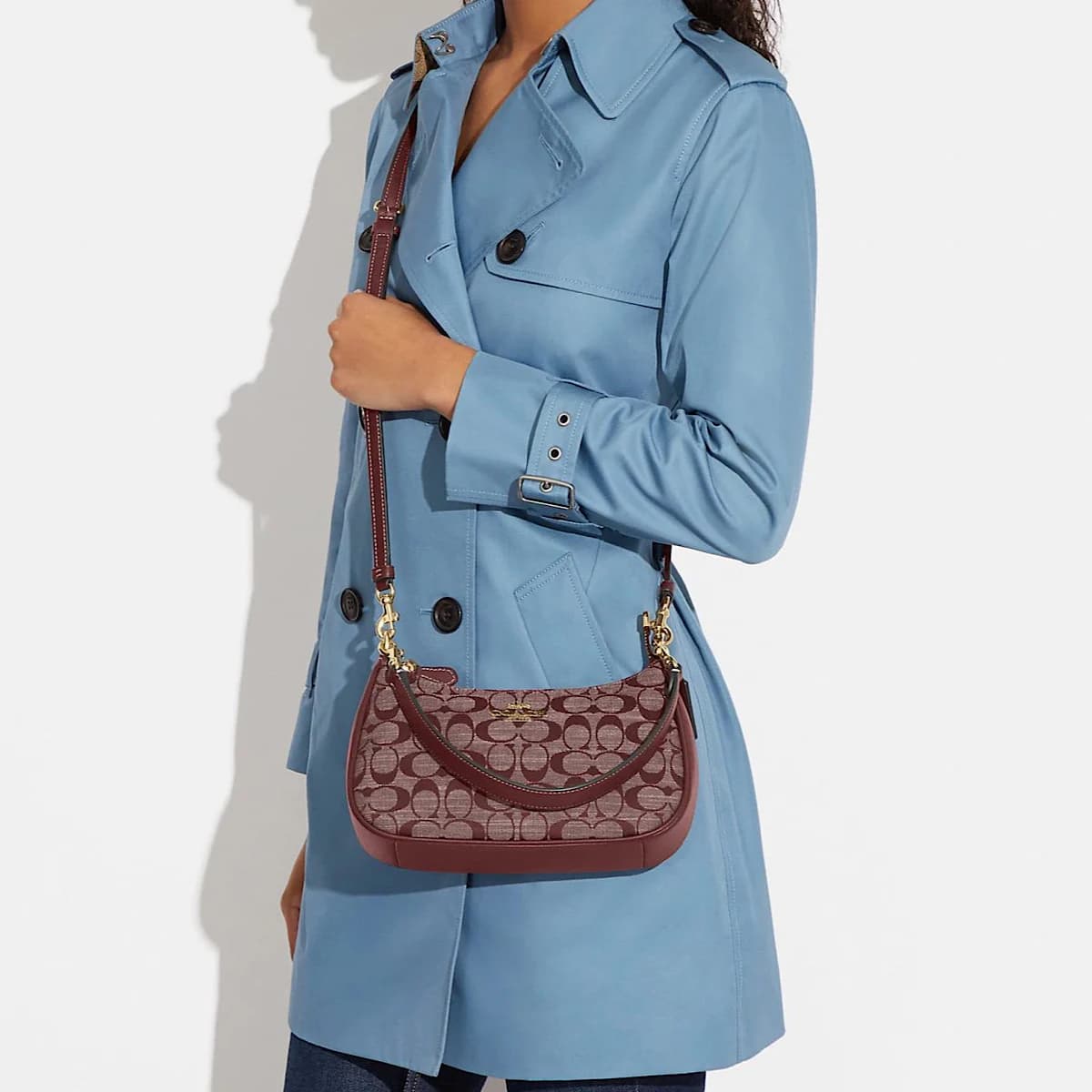 کیف کوچ سوپر مستر کوالیتی Coach Teri Shoulder Bag In Signature Chambray Wine — تصویر ۷