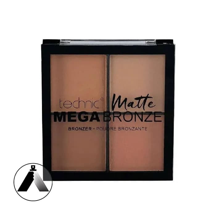 پالت برنزر ۴ رنگ مات مگا برنز تکنیک گرمابخشی طبیعی و زاویهسازی ملایم Technic Matte Mega Bronze Palette — تصویر ۳