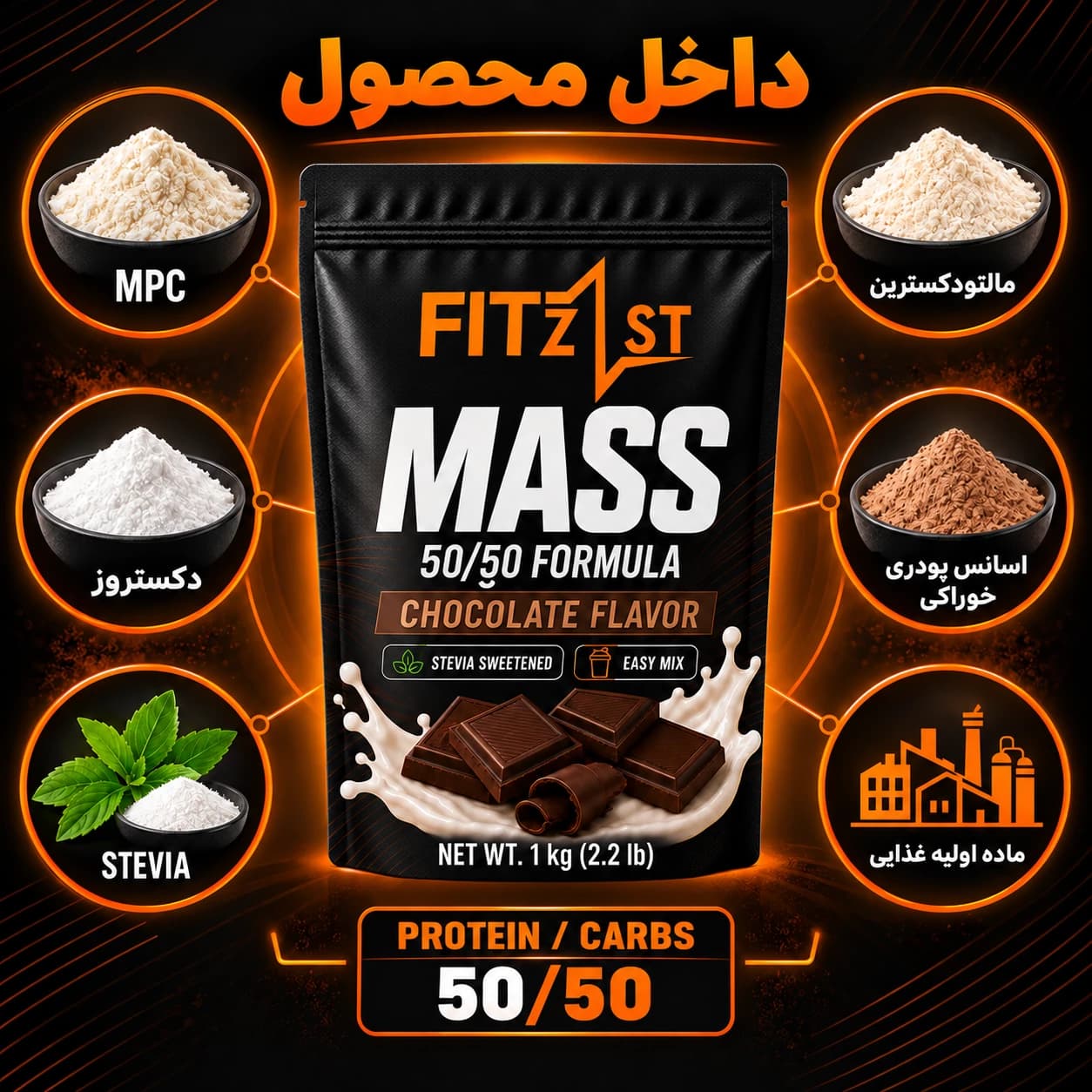 مس 50/50 اسنیکرز 1000 گرم (MASS) — تصویر ۶