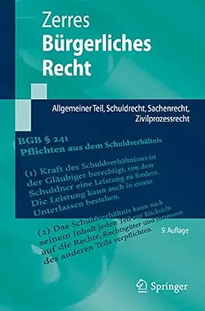 و دانلود نسخه کامل کتاب زبان اصلی Bürgerliches Recht: Allgemeiner Teil, Schuldrecht, Sachenrecht, Zivilprozessrecht (Springer-Lehrbuch) (German Edition) PDF | دانلود کتاب خارجی